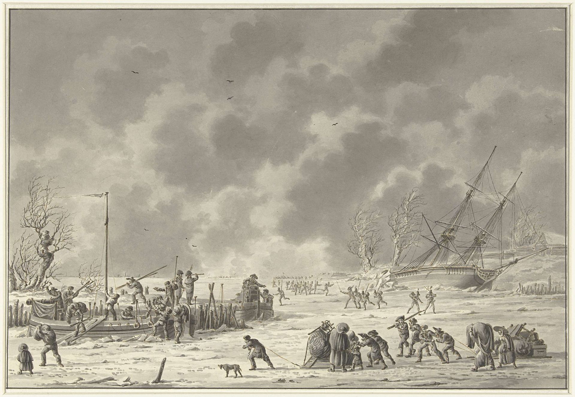 Vluchten van de Landzaten te Texel, januari 1795 by Dirk Langendijk