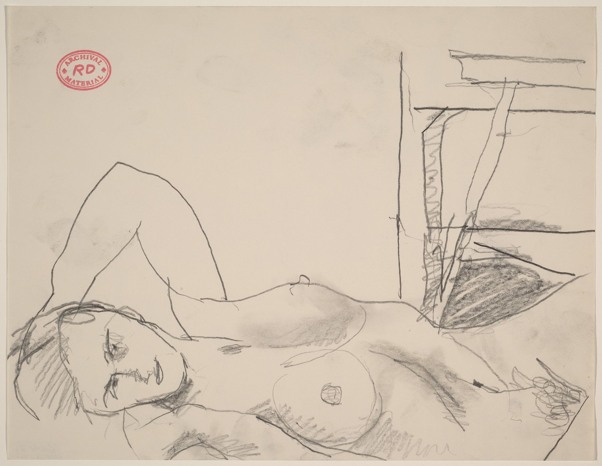 Untitled [female nude on the studio floor] by Richard Diebenkorn