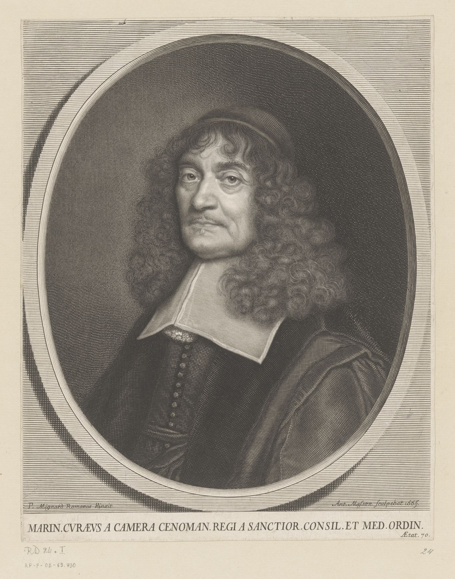 Portret van Marin Cureau de la Chambre op 70-jarige leeftijd by Antoine Masson