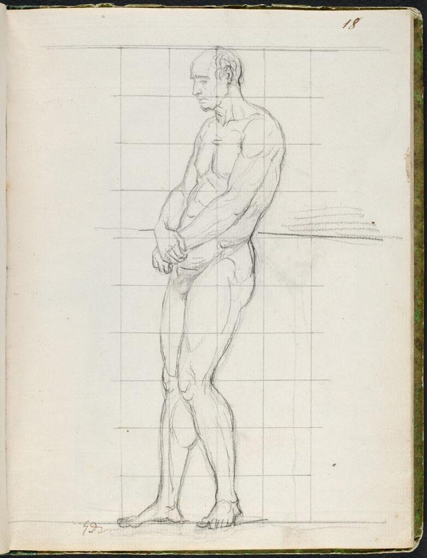 Nude Study of Cardinal Caprara; verso: Study of Cardinal Caprara in Cardinal's Robes, Carrying a Biretta by Jacques-Louis David