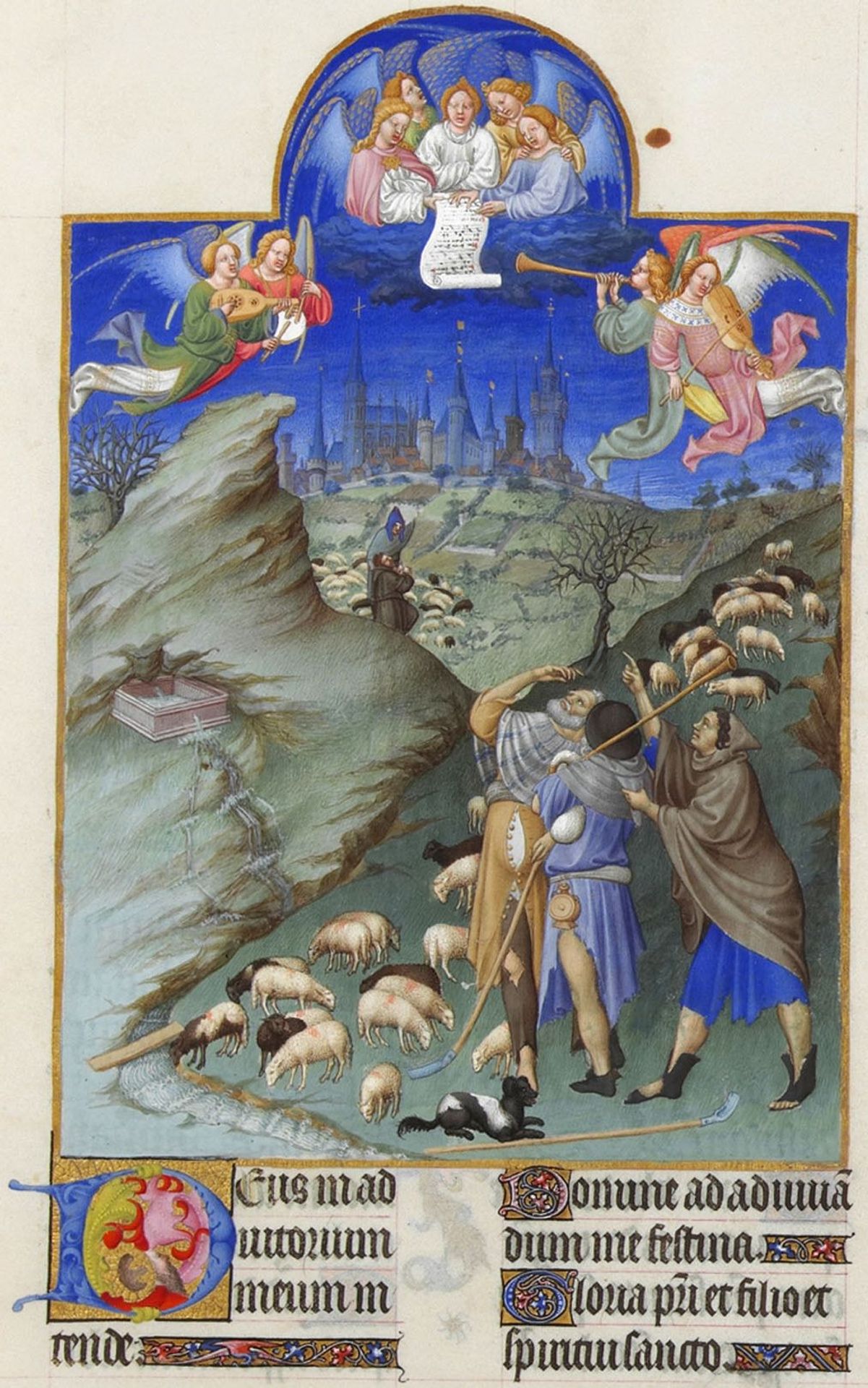 The Annunciation to the Shepherds by Limbourg brothers