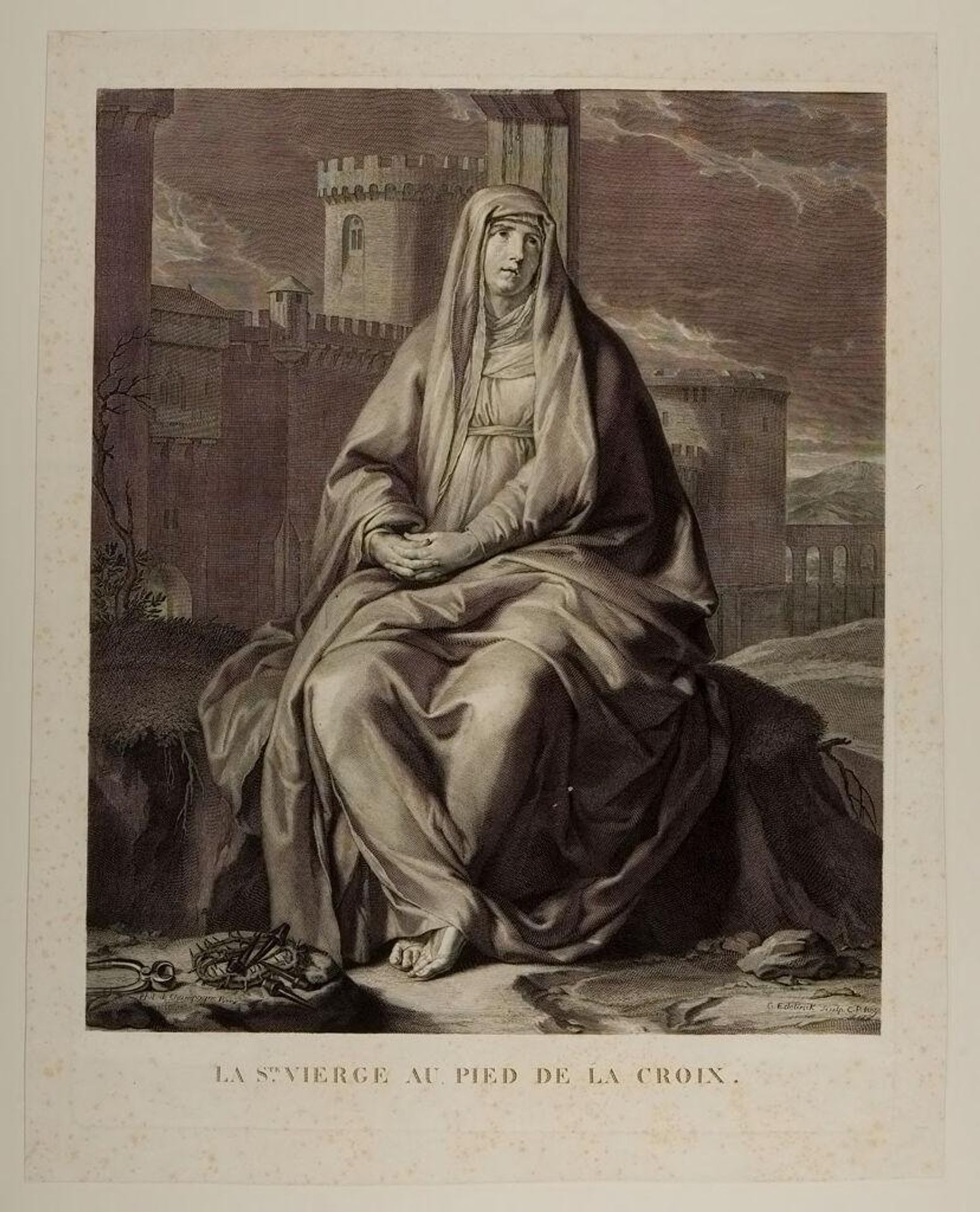 The Holy Virgin at the feet of the Cross by Gérard Edelinck