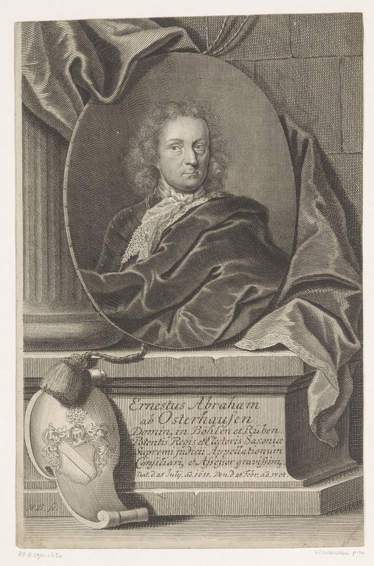 Portret van Ernst Abraham von Osterhausen by Martin Bernigeroth