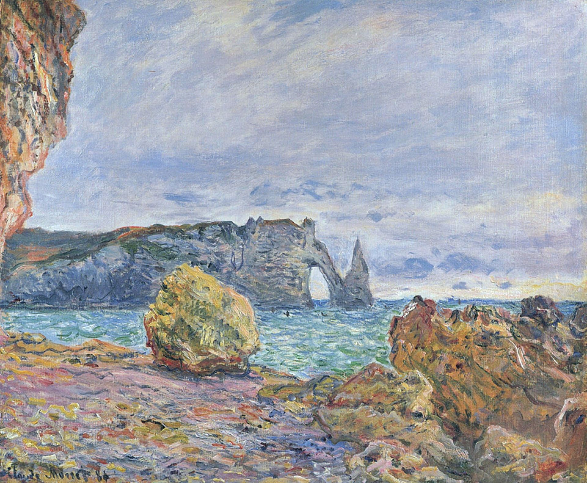 Etretat, the Beach and the Porte d'Aval by Claude Monet
