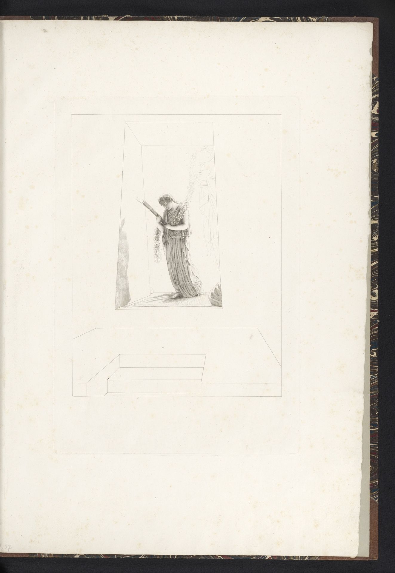 Treurend meisje met fakkel en bloemenguirlande by Karl Joseph Aloys Agricola