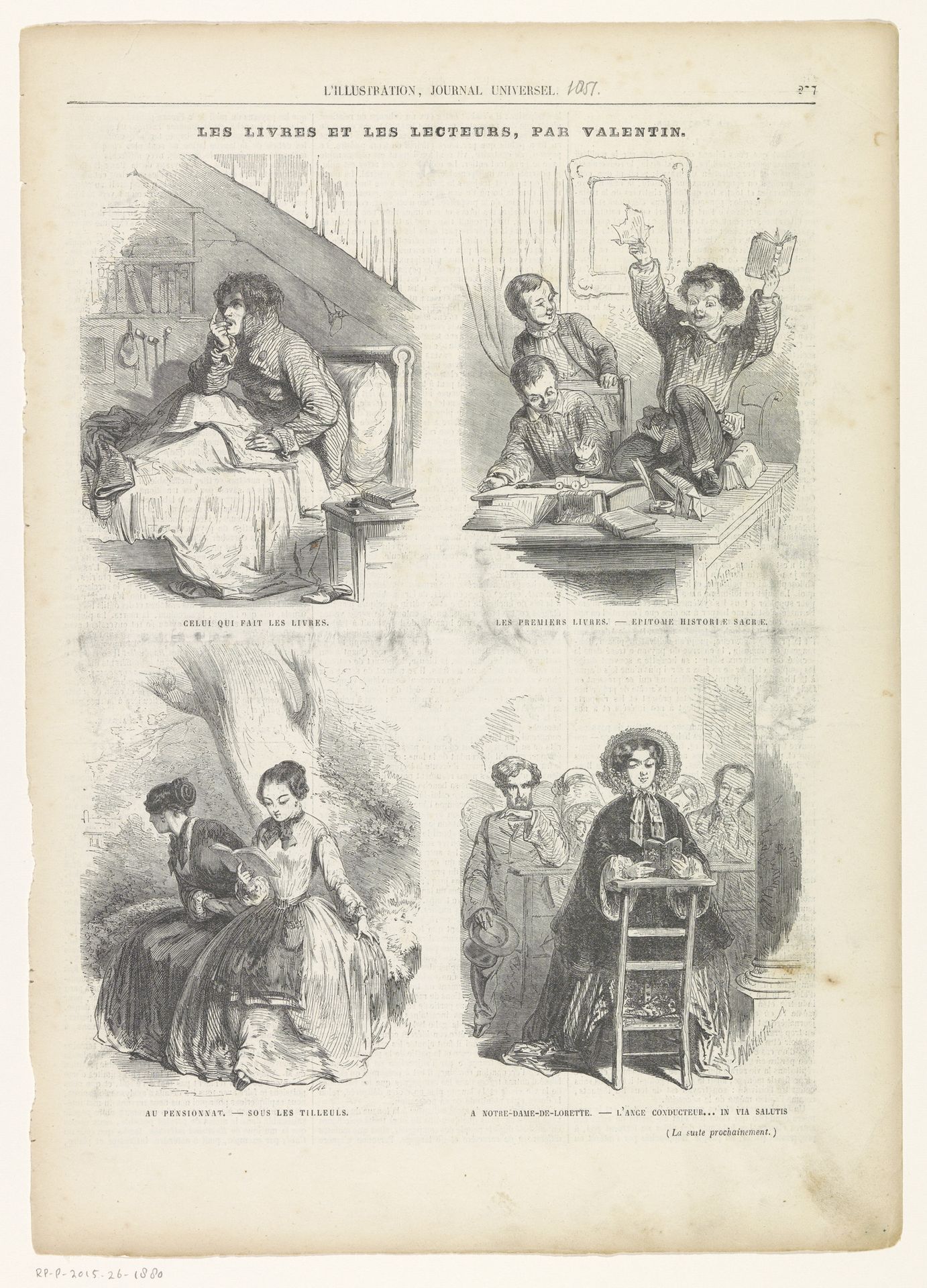 Vier scènes met lezende mensen by Henry Valentin