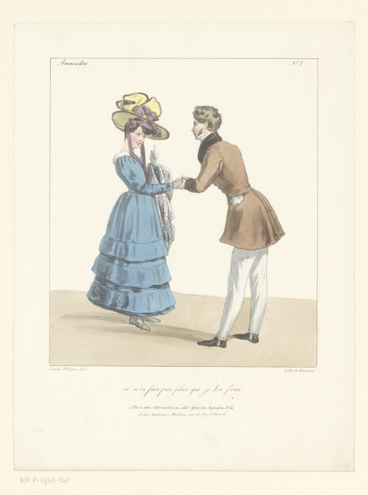 Vrouw wijst man op haar verwachting in hun relatie by Charles Philipon