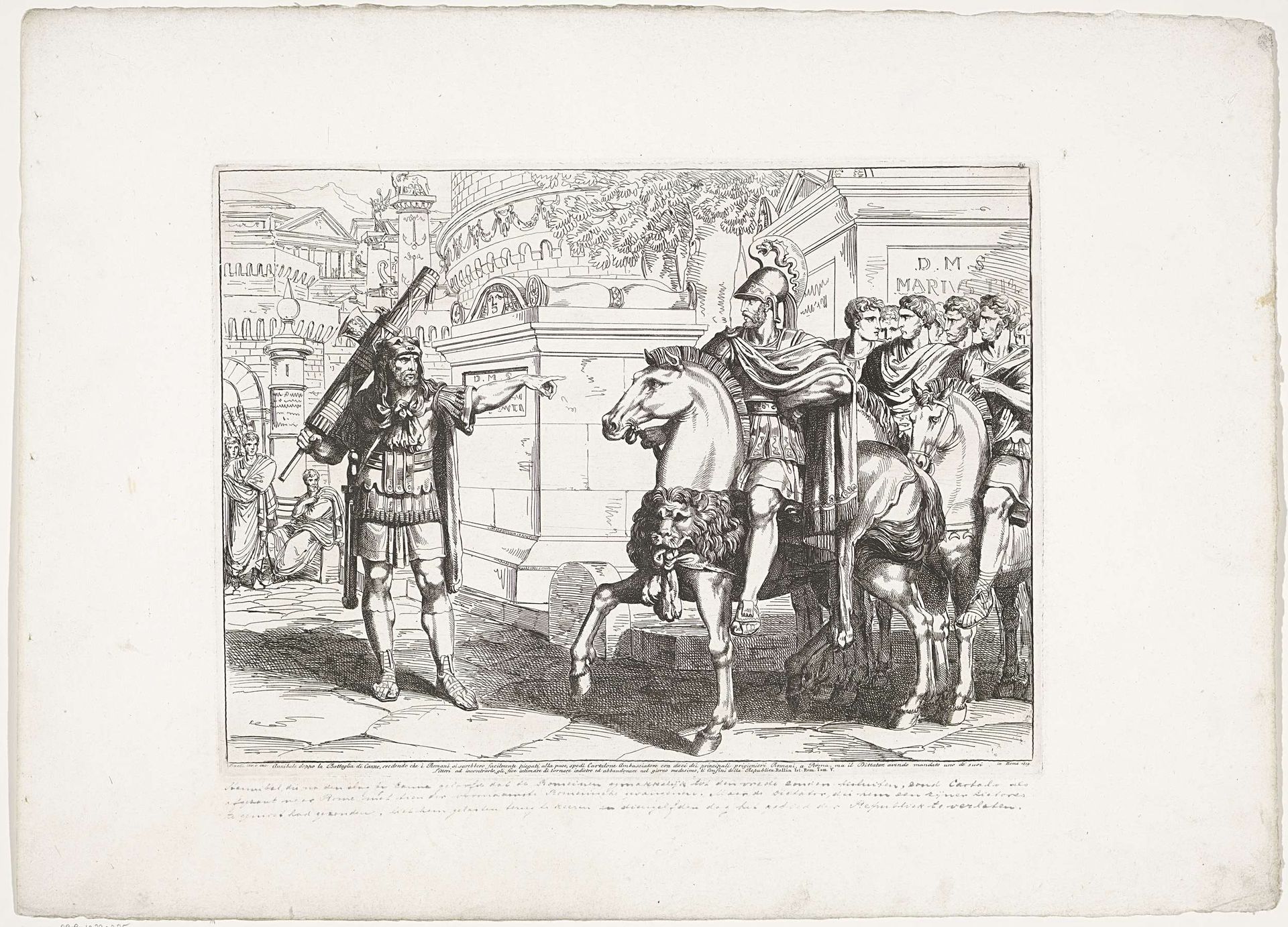 Afgezant van Hannibal met tien Romeinse gevangenen naar Rome by Bartolomeo Pinelli