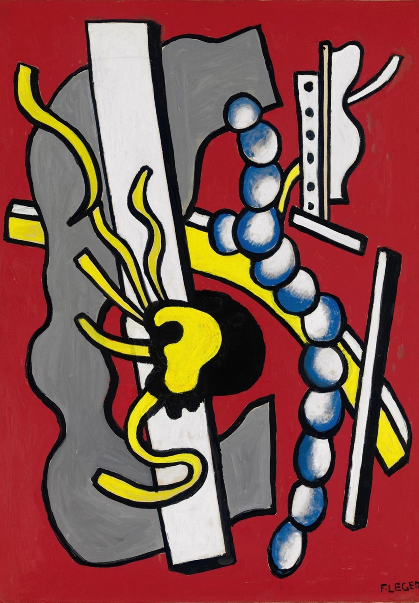 Contrastes Sur Fond Rouge by Fernand Léger