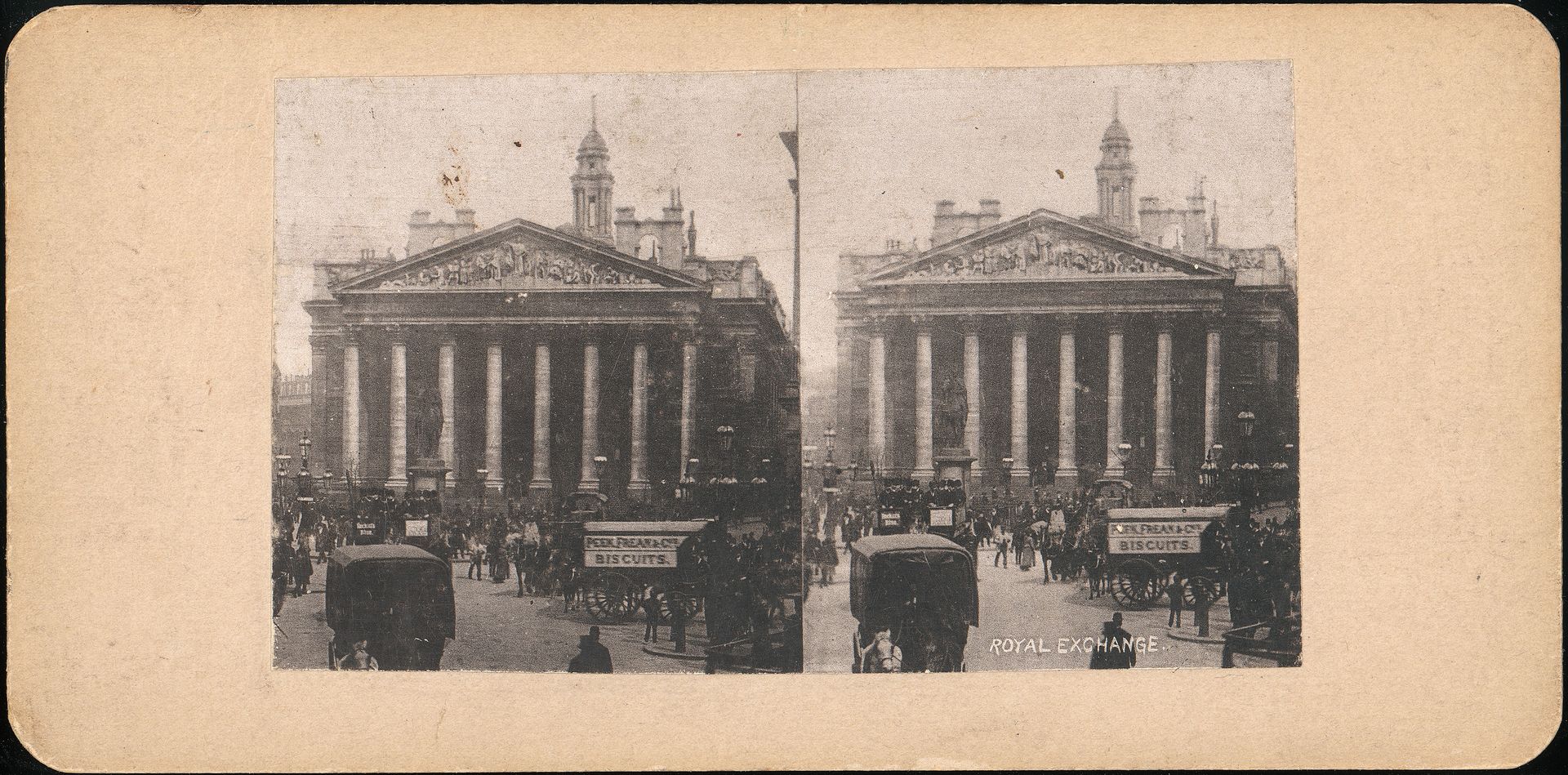 [Pair of Stereograph Views of the Royal Exchange, London, England] by J. F. Jarvis