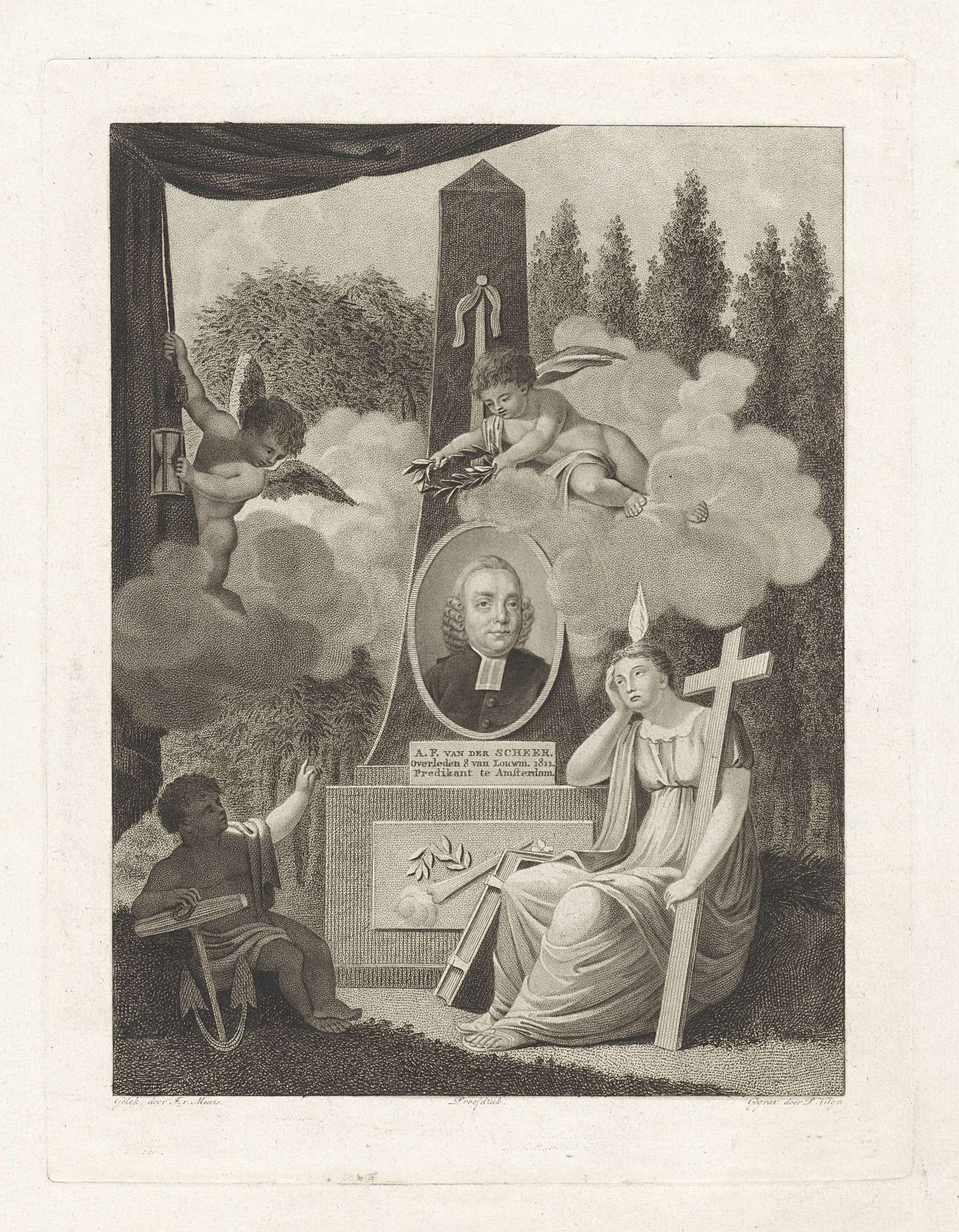 Allegorisch gedenkteken voor Adolf Frederik van der Scheer by Philippus Velijn