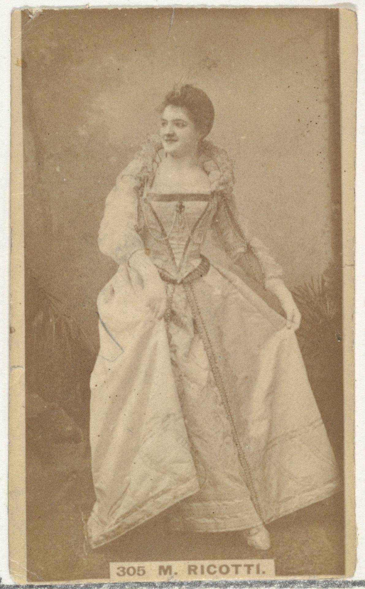 Card Number 305, M. Ricotti, from the Actors and Actresses series (N145-5) issued by Duke Sons & Co. to promote Cameo Cigarettes by W. Duke, Sons & Co.