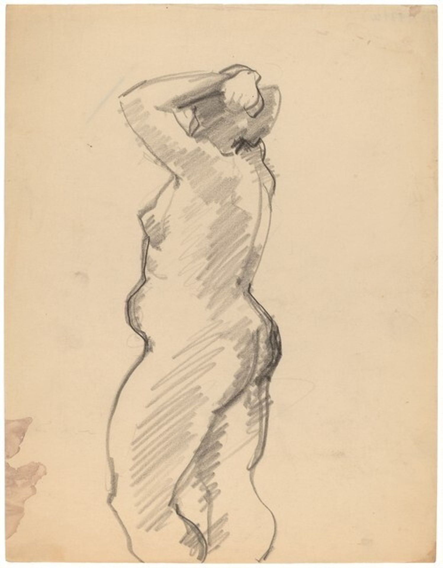 Side View of Standing Nude Turned to the Left, Arms Raised to Head by Mark Rothko