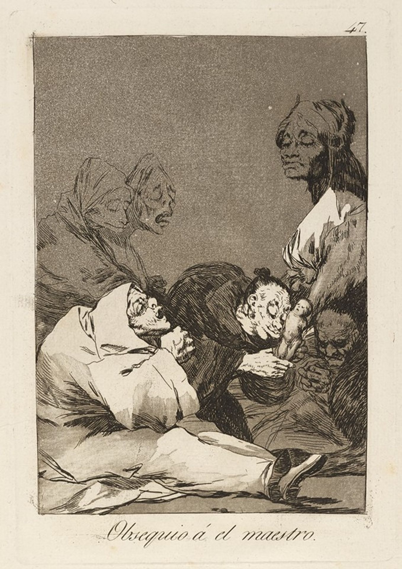 Obsequio á el maestro. by Francisco de Goya