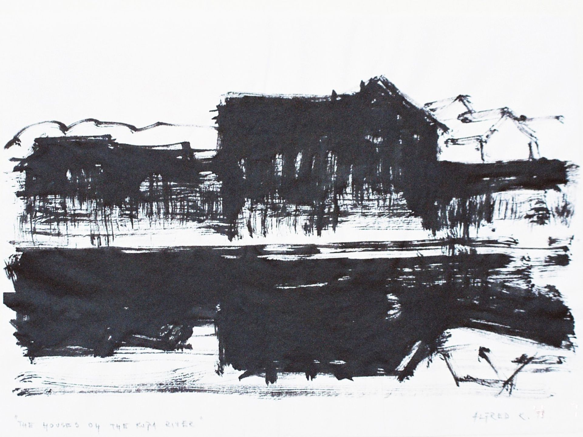 Old houses at the bank of the Kupa river by Alfred Freddy Krupa
