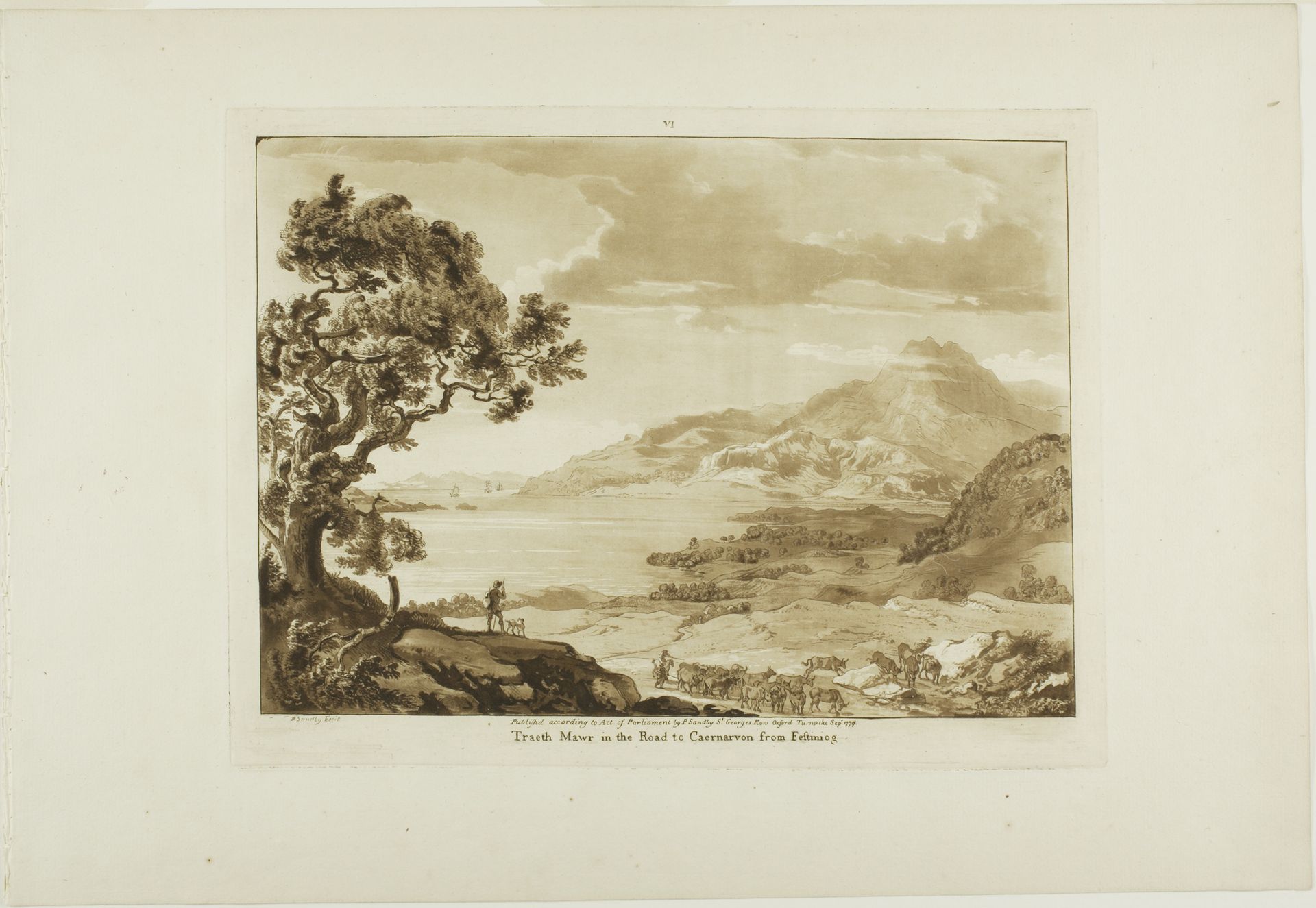 Traeth Mawr in the Road to Caernarvan from Fistiniog by Paul Sandby