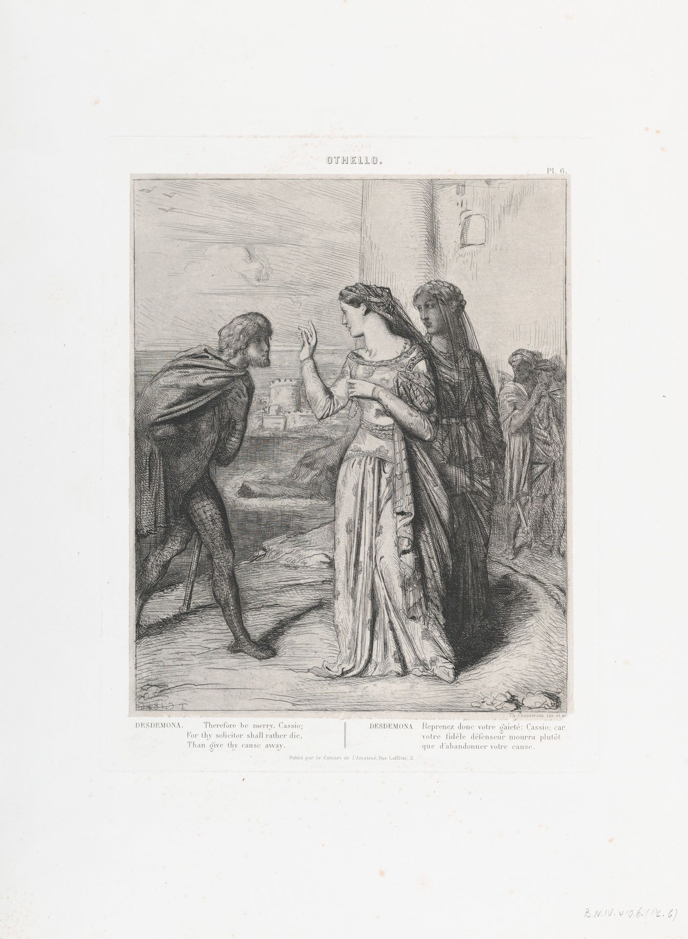 "Therefore, be merry Cassio": plate 6 from Othello (Act 3, Scene 3) by Théodore Chassériau