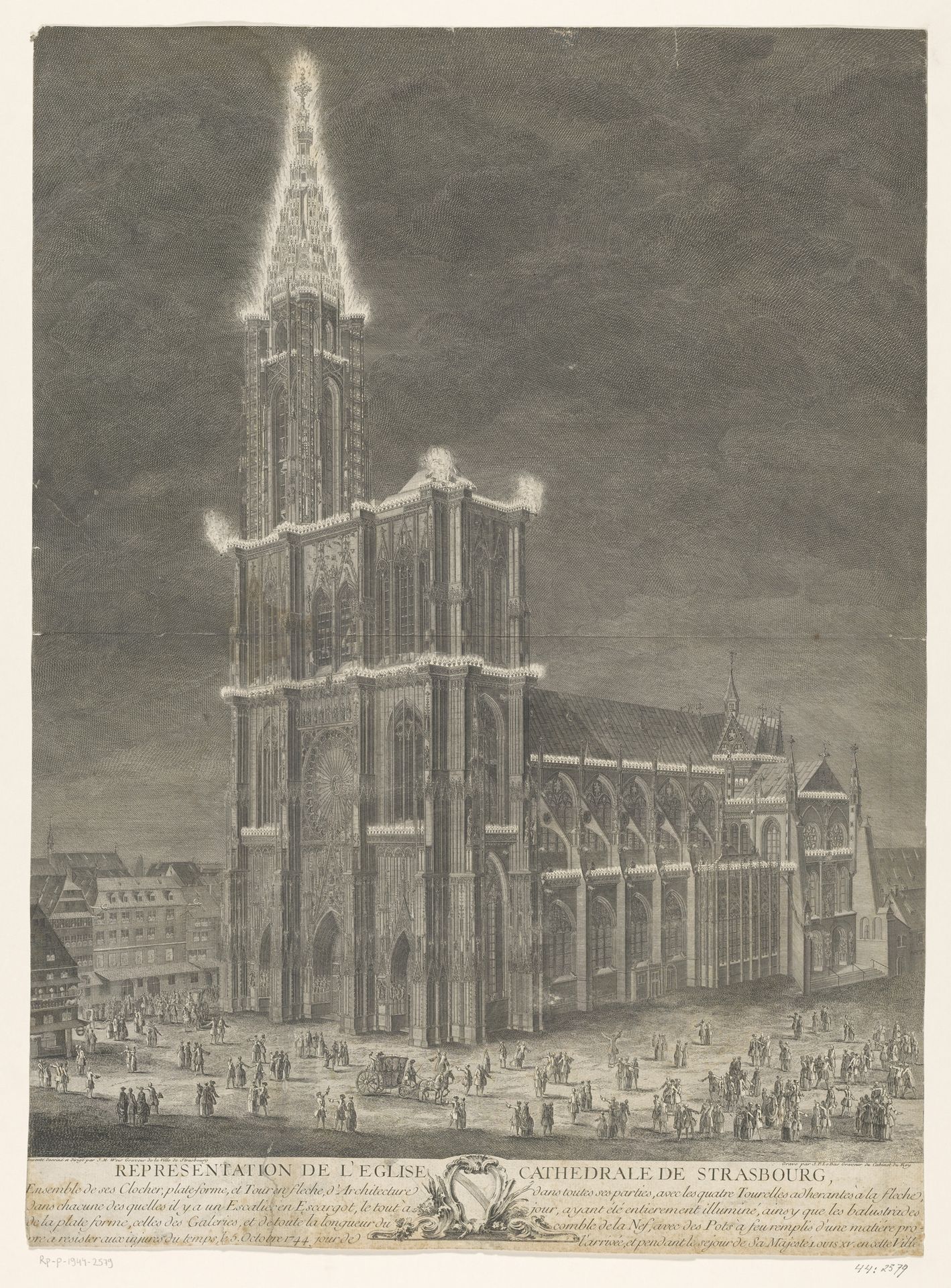 Gezicht op de kathedraal van Straatsburg by Jacques Philippe Le Bas