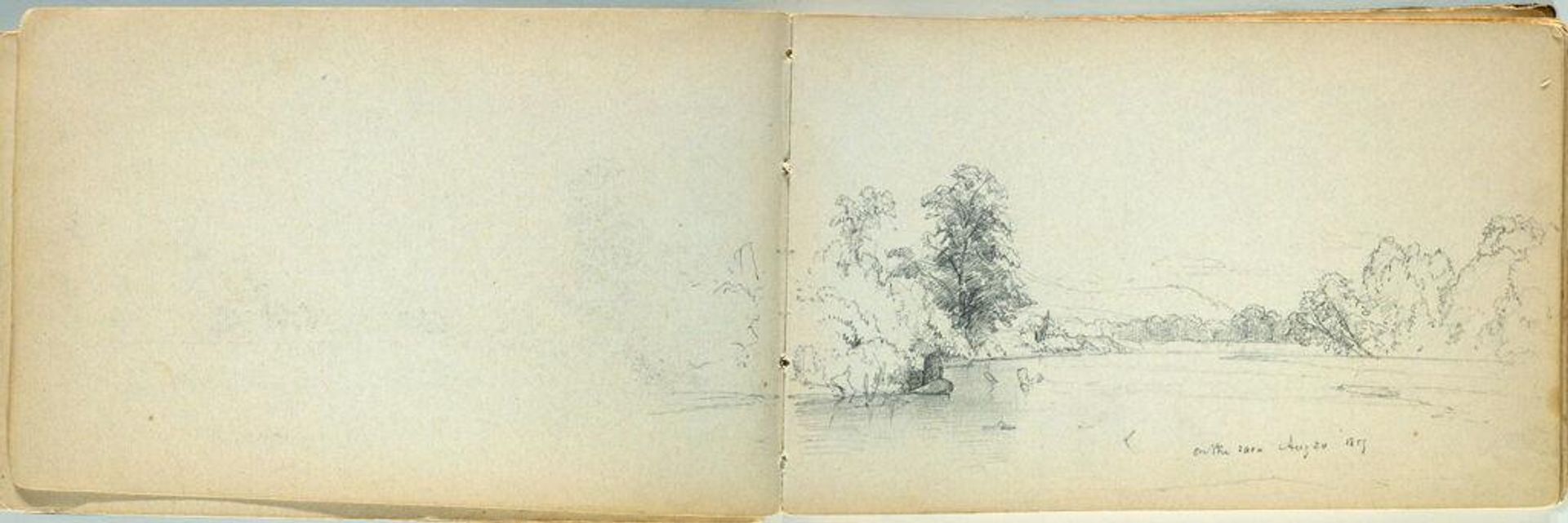 Partial Landscape with Saco River, New Hampshire (recto and verso) by Benjamin Champney