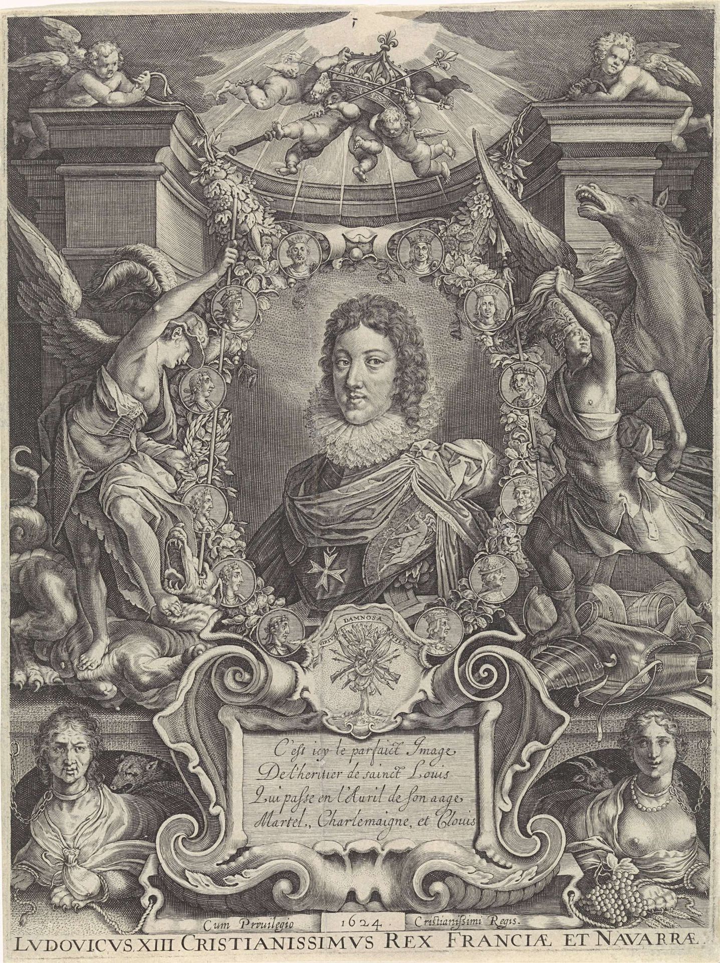 Busteportret van Lodewijk XIII by Crispijn van de (II) Passe
