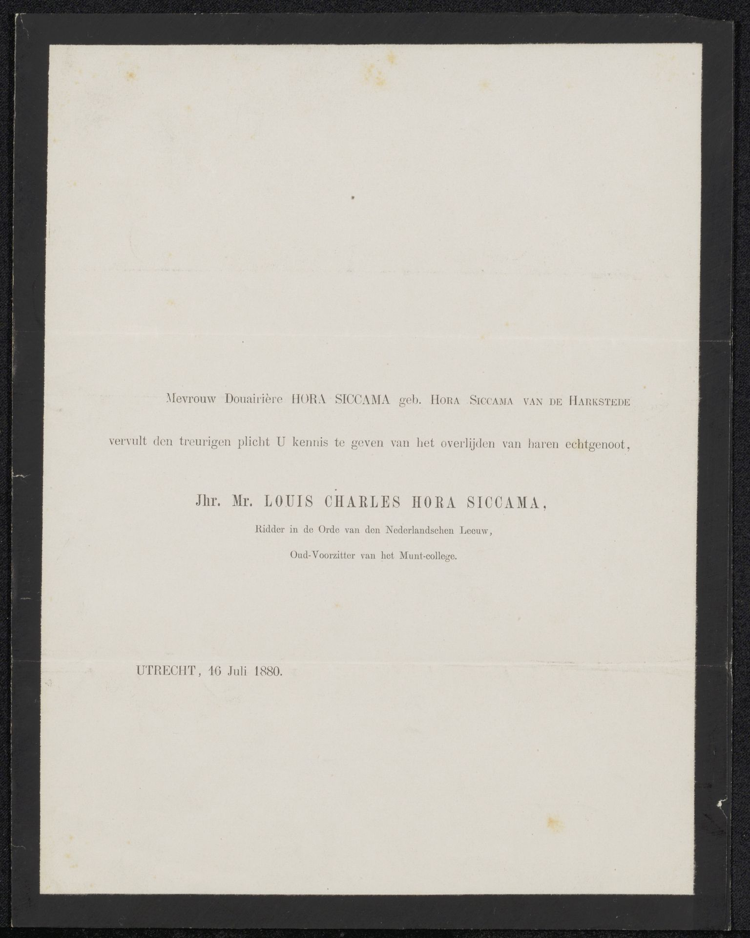 Overlijdensbericht aan Johan Philip van der Kellen by Anonymous