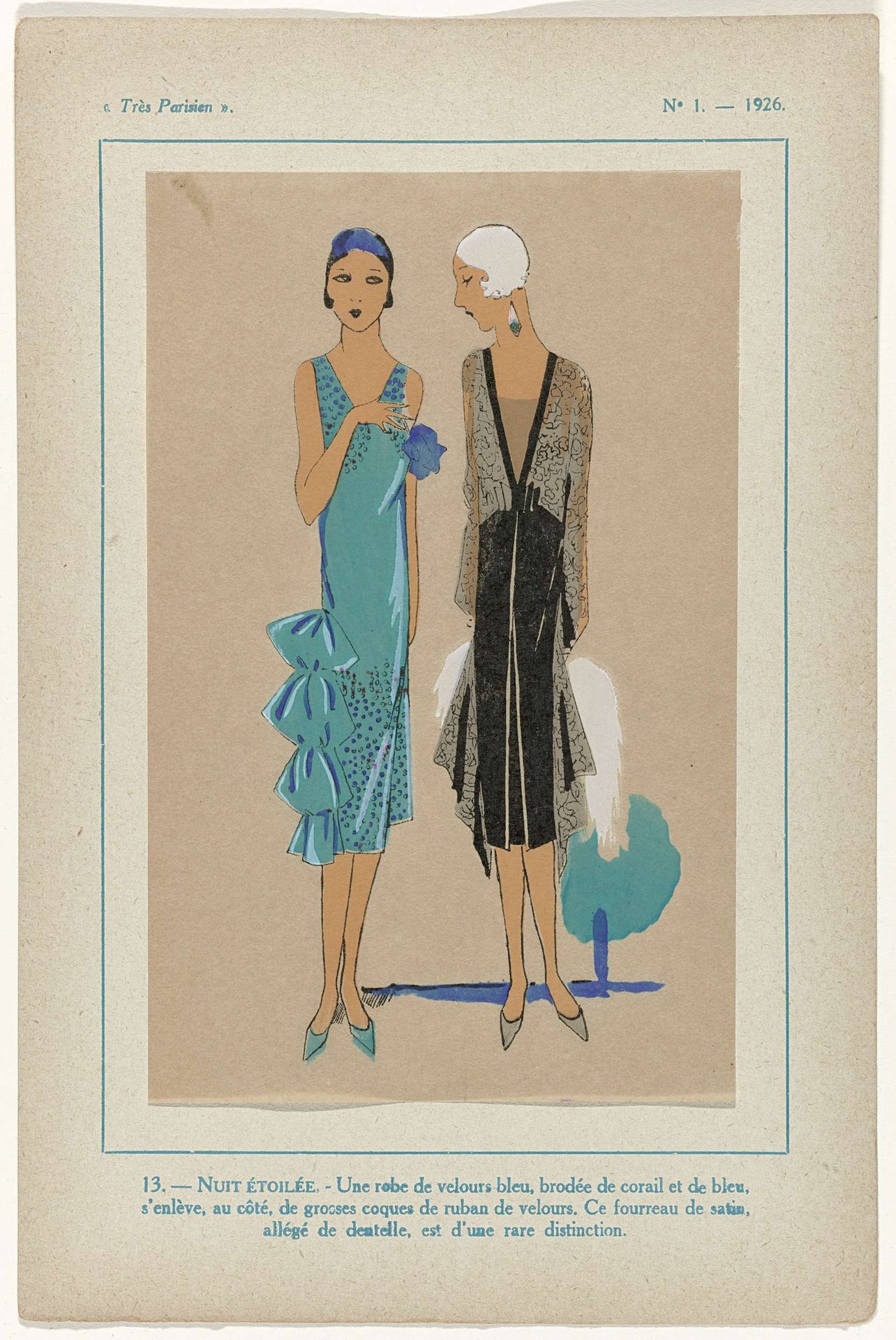 Très Parisien, 1926, No.  1, Pl. 13: - NUIT ÉTOILÉE by G-P. Joumard