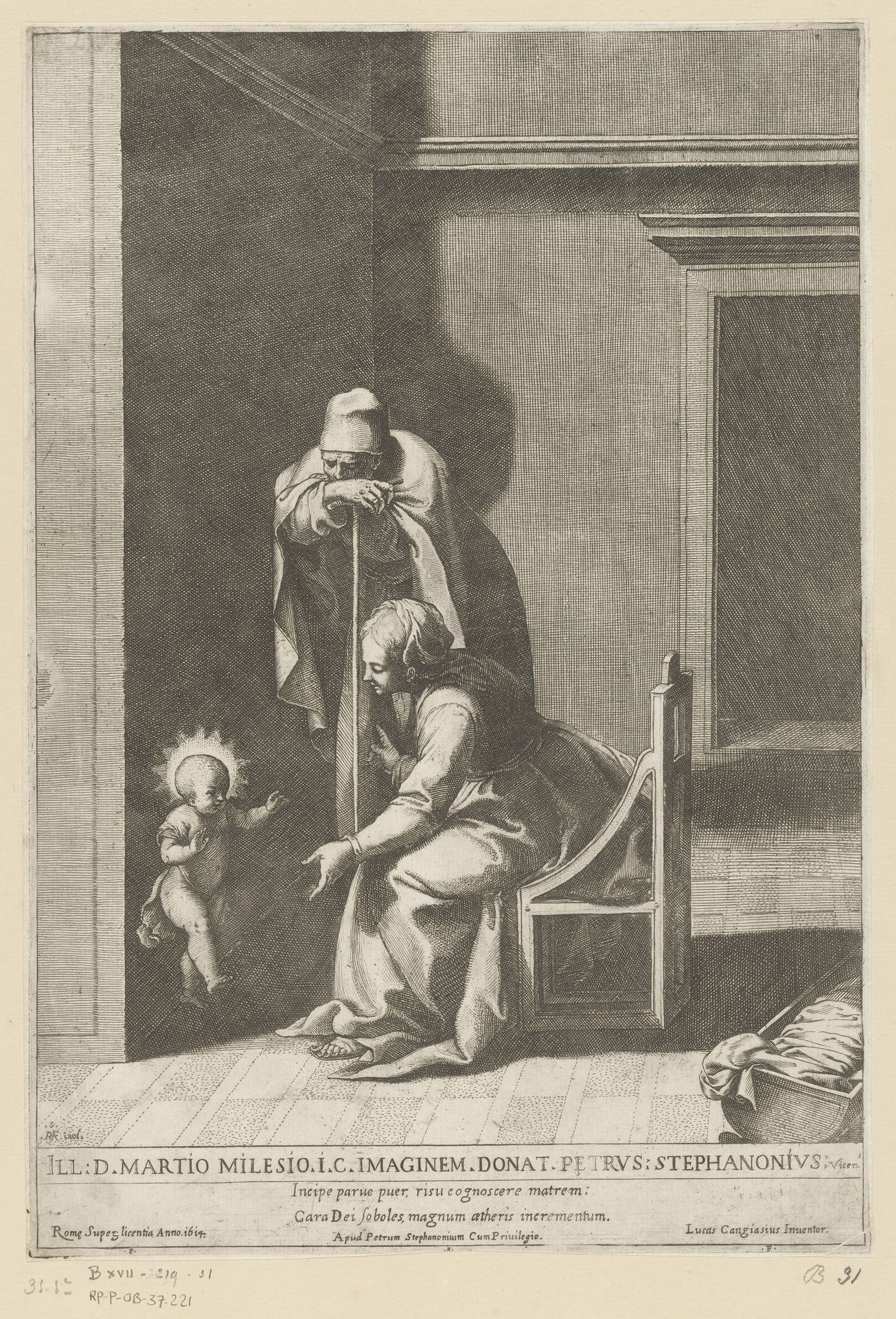 Maria leert het Christuskind lopen by Raffaello Schiaminossi