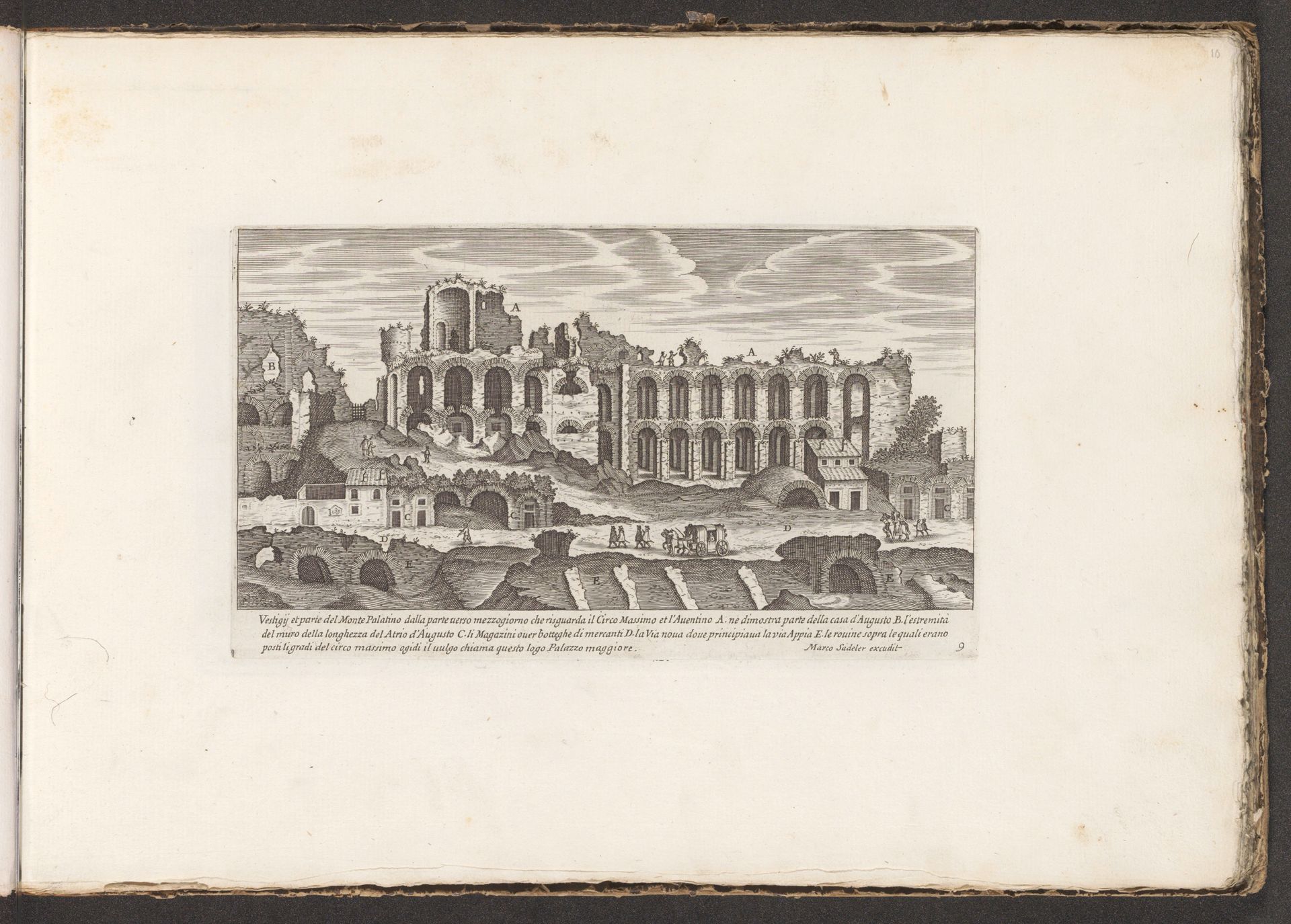Ruïnes op de hellingen van de Palatijn met de Casa di Augusto by Anonymous