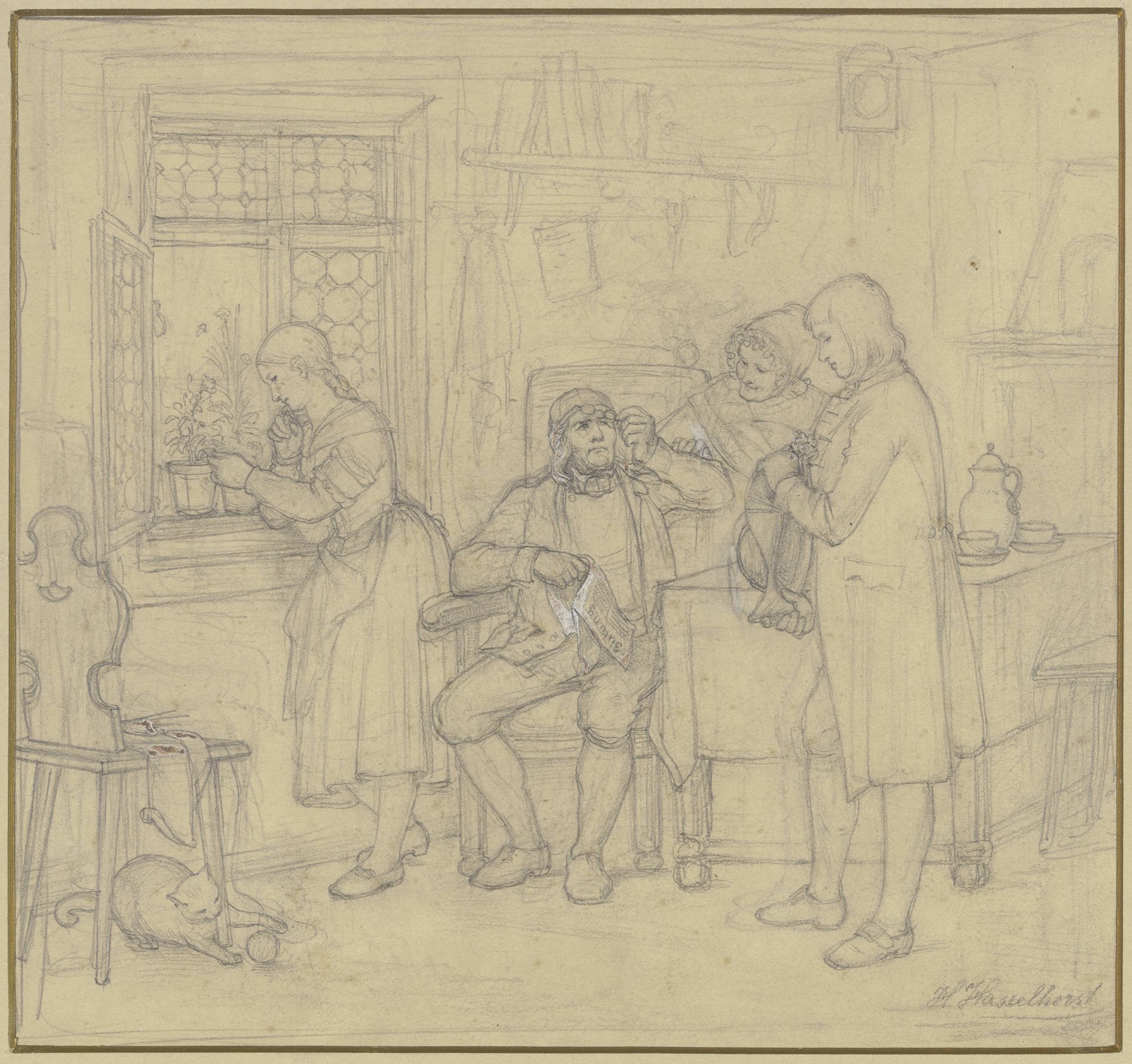 Rural courtship by Johann Heinrich Hasselhorst