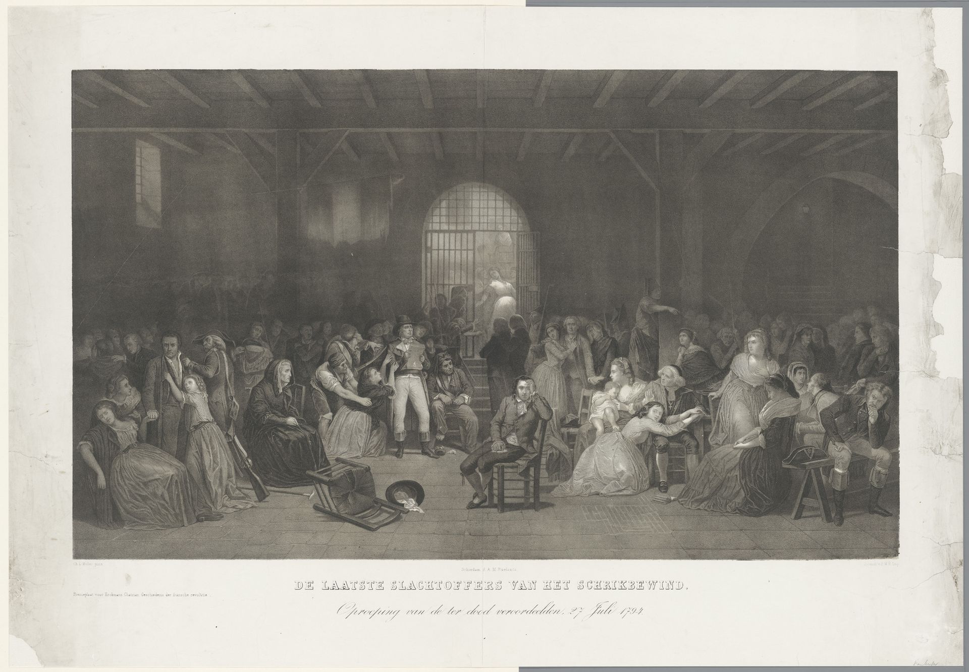 De laatste slachtoffers van het Schrikbewind. Oproeping van de ter dood veroordeelden, 27 Juli 1794 by Pieter Willem Marinus Trap