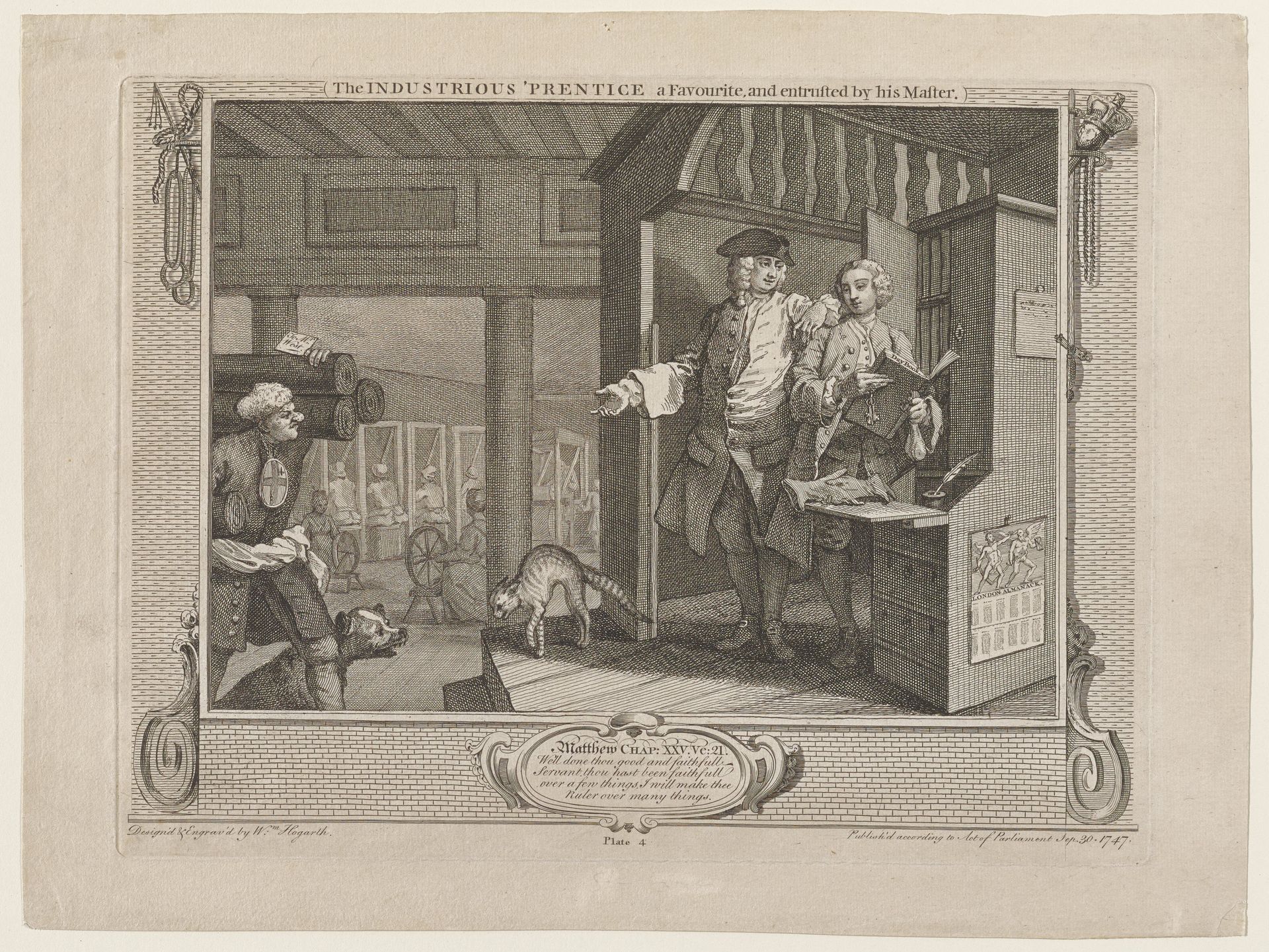 The Industrious Prentice a Favorite and Entrusted by his Master by William Hogarth