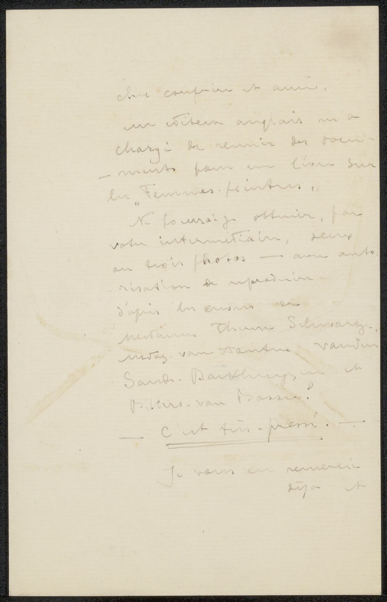 Brief aan Philip Zilcken by Fernand Khnopff
