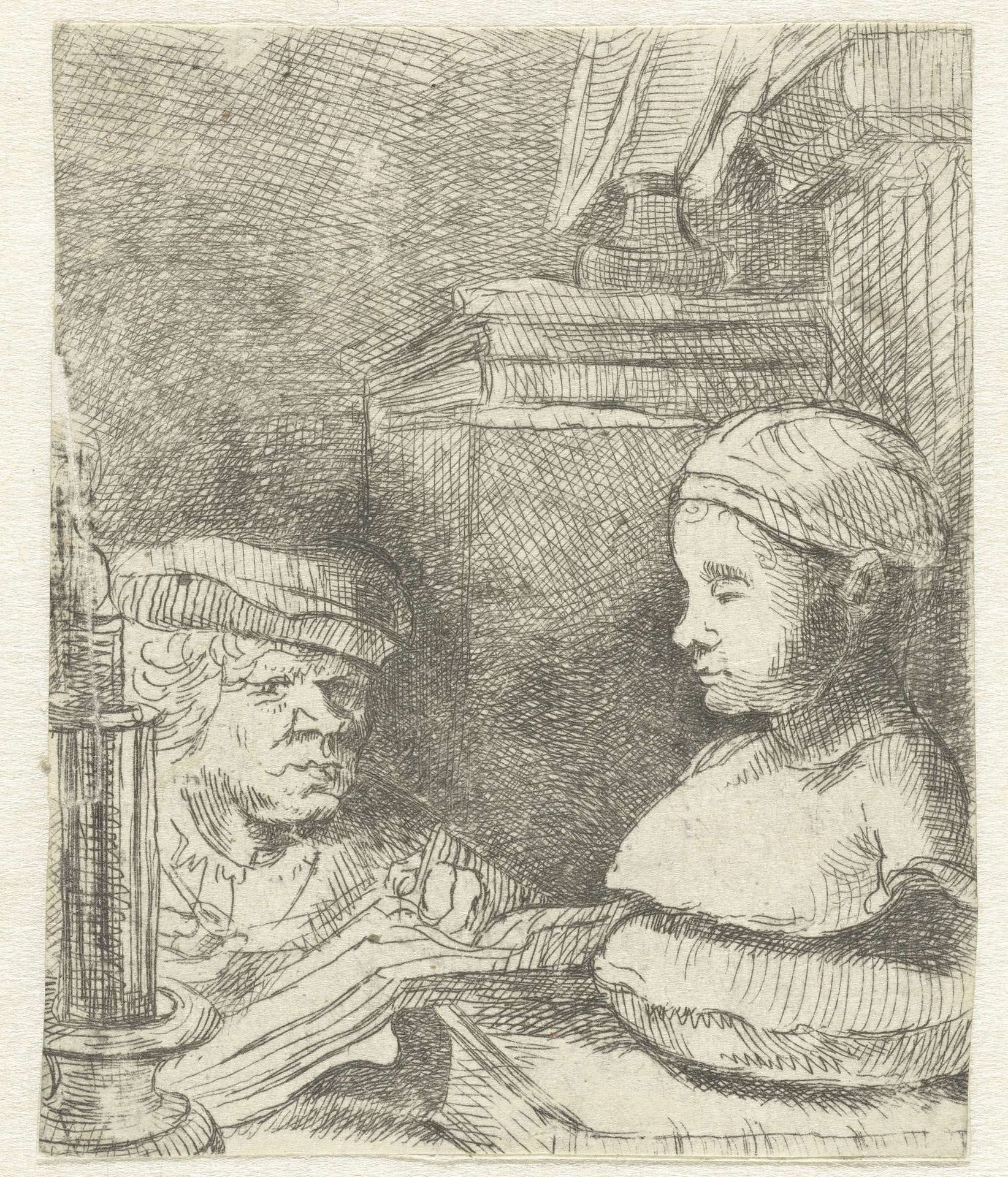 Man drawing from a cast by Anonymous