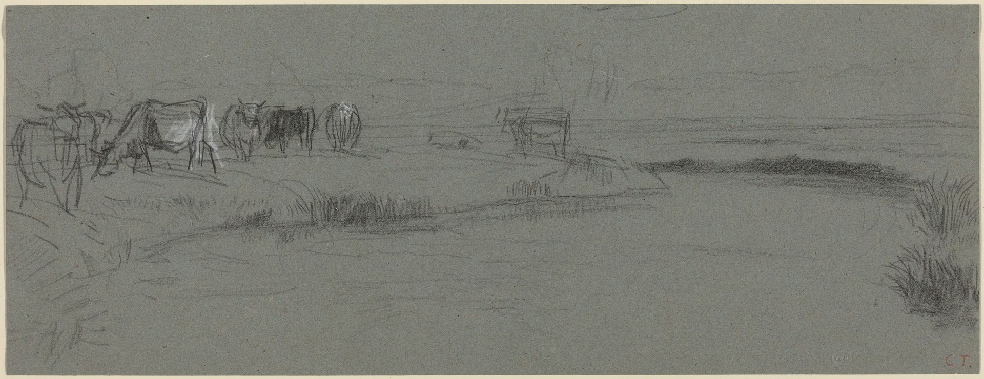 River Bank with Cattle by Constant Troyon