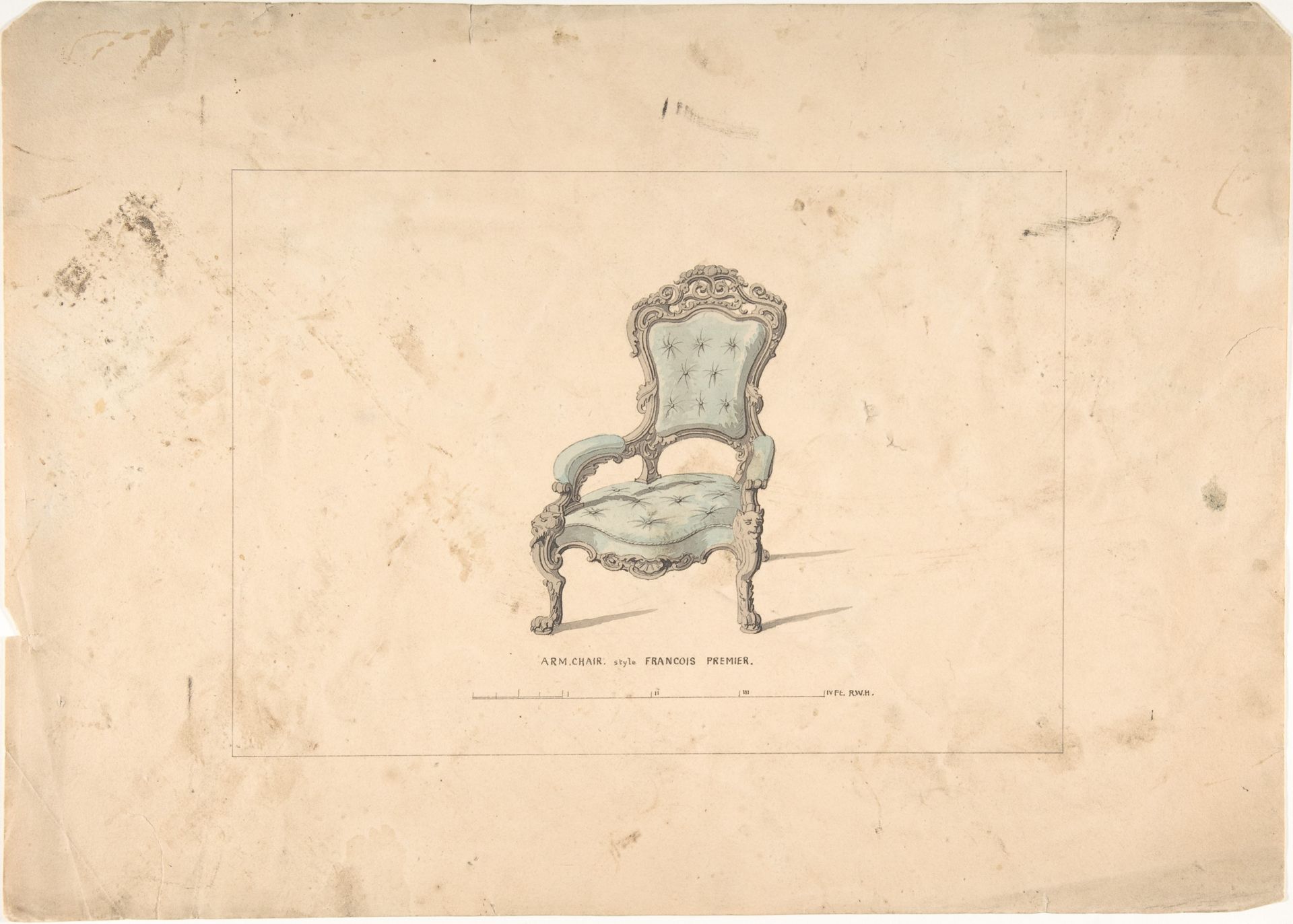 Design for Armchair, François Premier Style by Robert William Hume