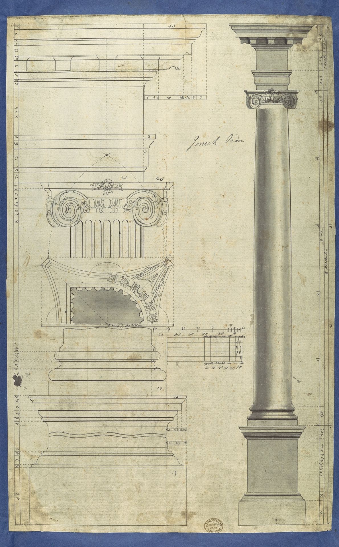 The General Proportion of the Ionick [Ionic] Order, in Chippendale Drawings, Vol. I by Thomas Chippendale