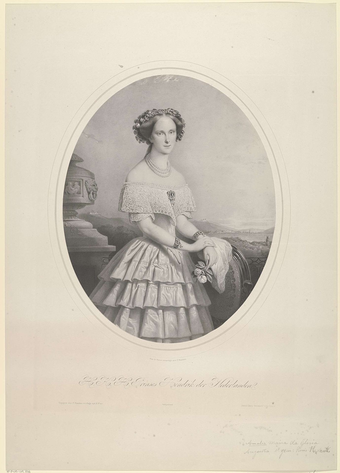 Portret van Amalia van Saksen-Weimar-Eisenach by Franciscus Bernardus Waanders