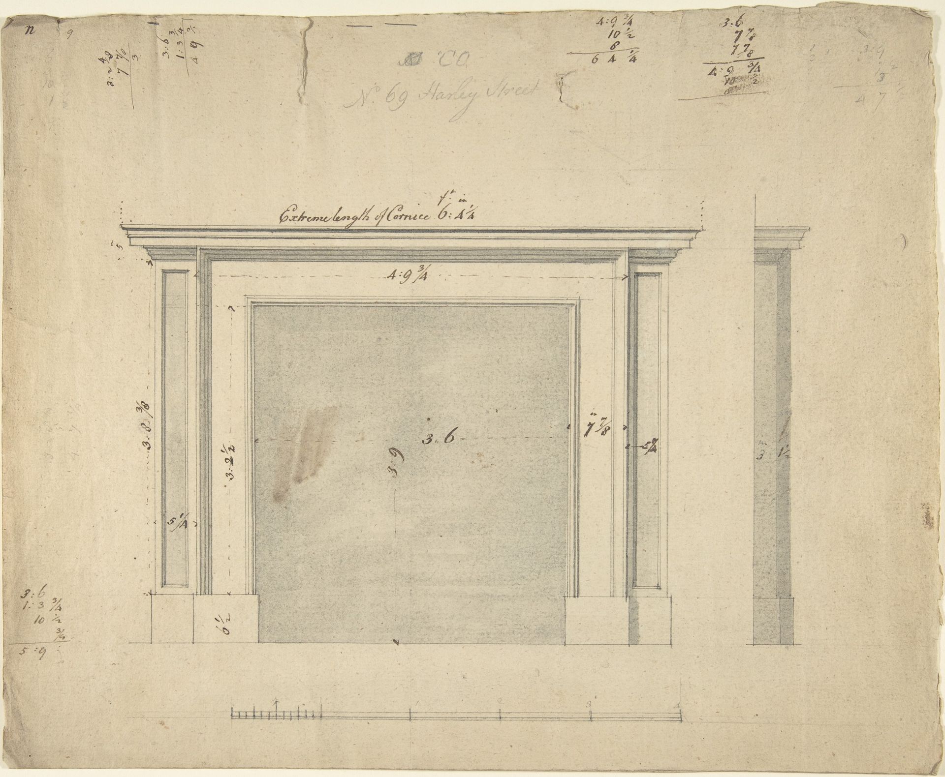 Drawings for a Chimney-piece for 25 Harley Street, Westminster, London by Sir William Chambers