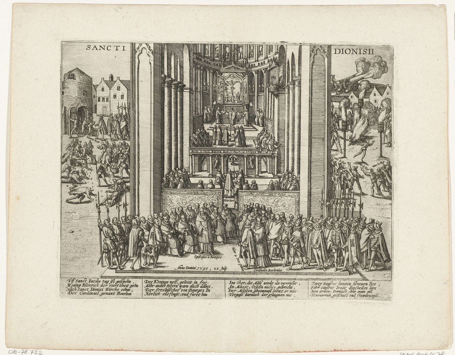 Hendrik IV gaat ter kerk in Saint-Denis, 1593 by Frans Hogenberg