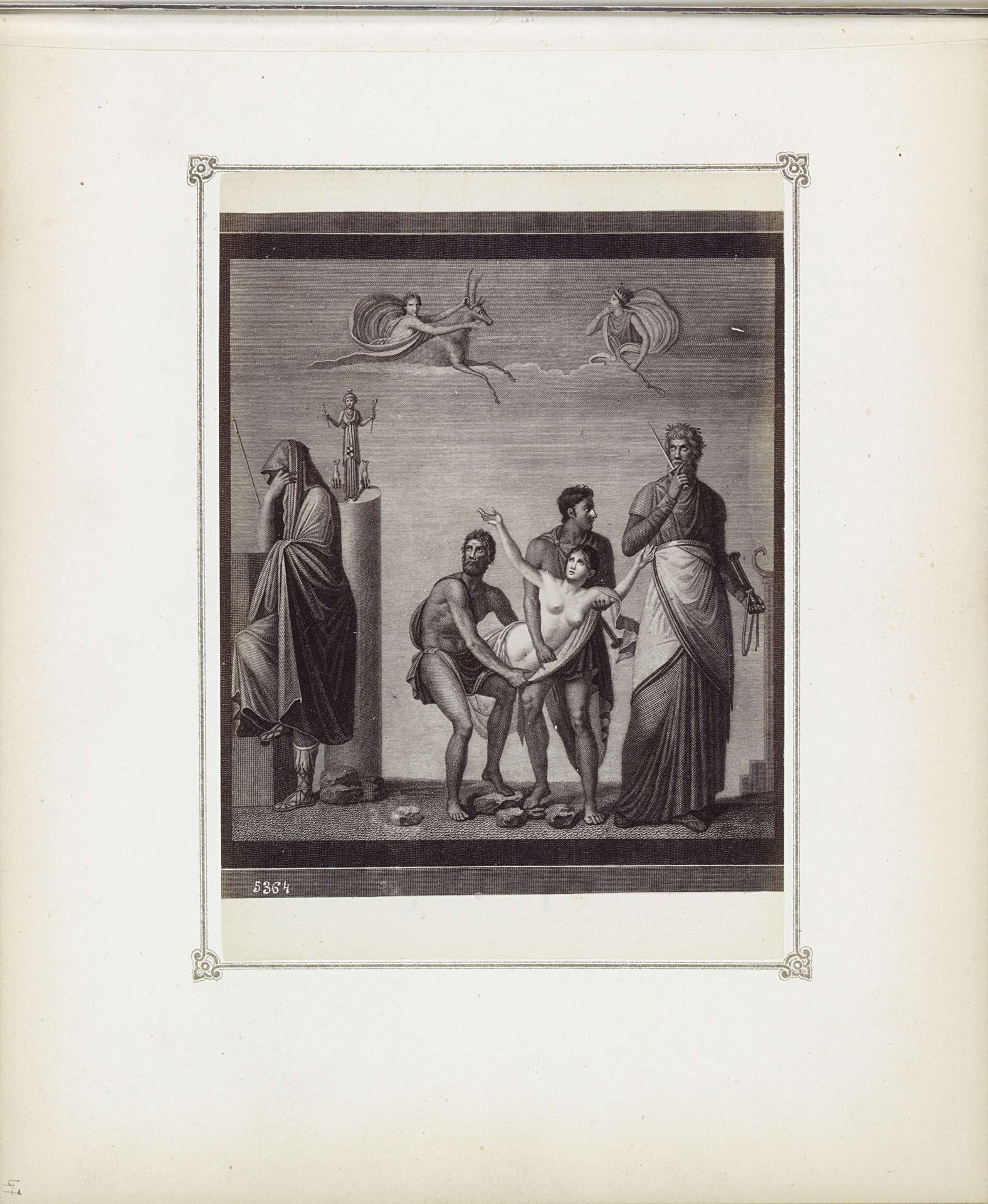 Fotoreproductie van (vermoedelijk) een prent naar een muurschildering in Pompeï, voorstellend een offerscène by Giorgio Sommer