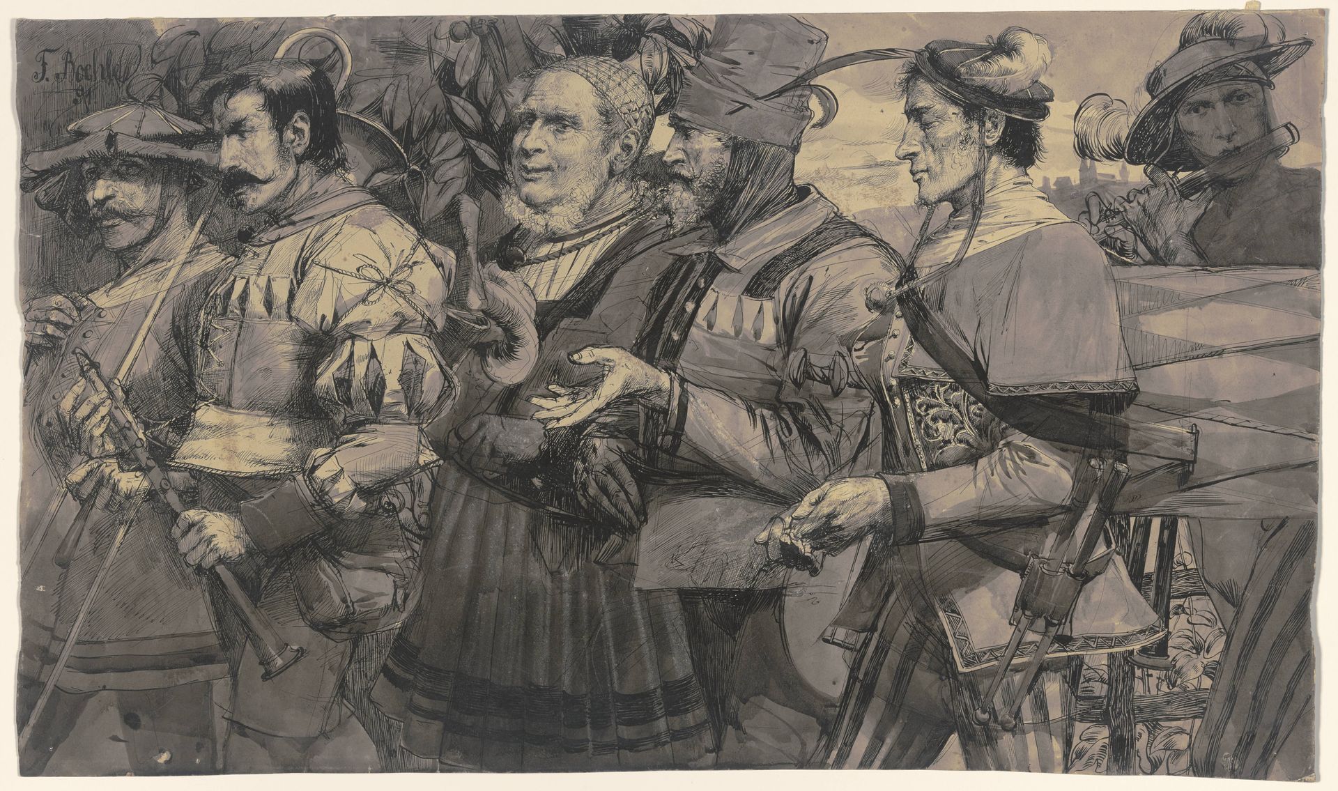Wandering musicians by Fritz Boehle