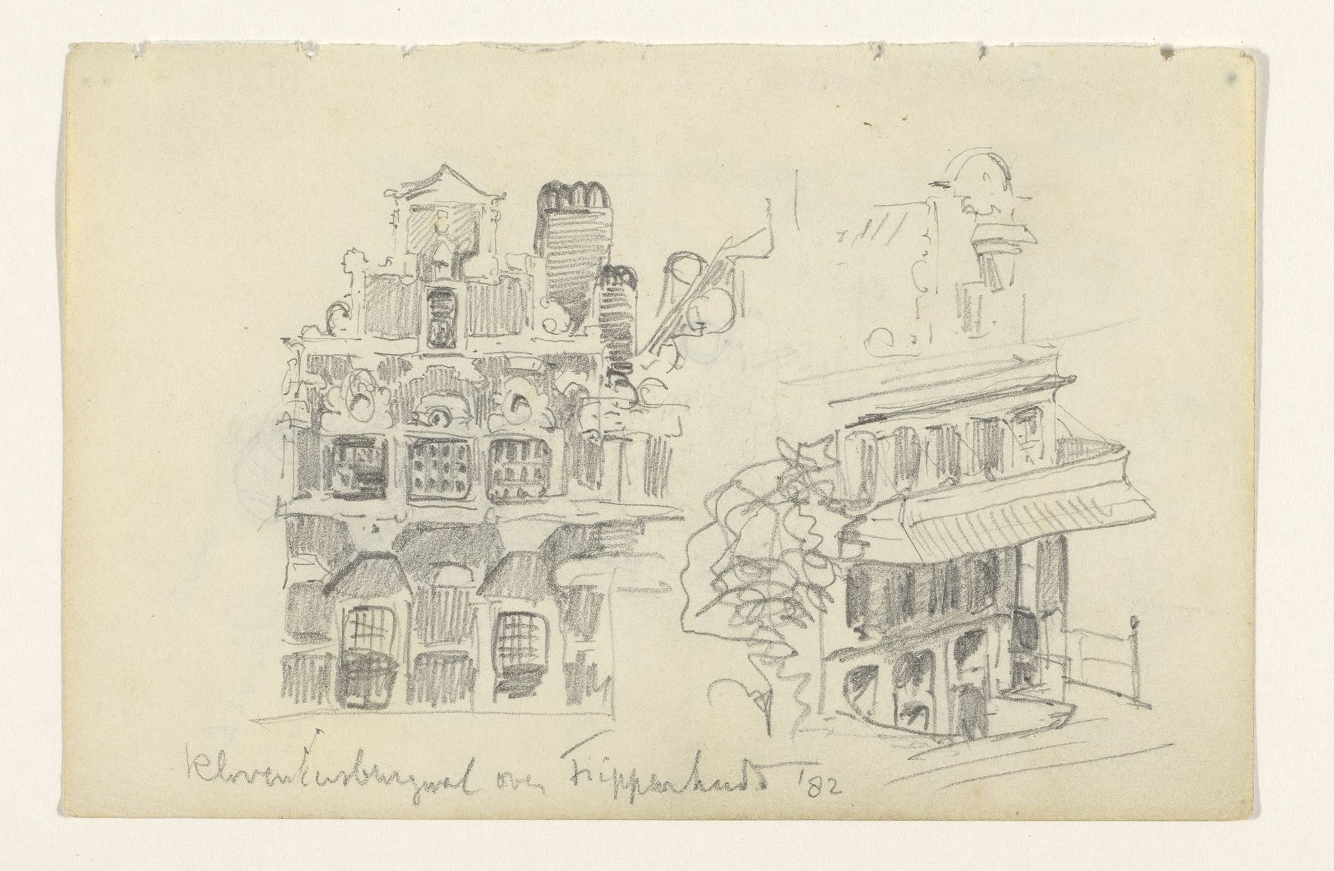 Gevels van huizen aan de Kloveniersburgwal te Amsterdam by Jan Hoynck van Papendrecht
