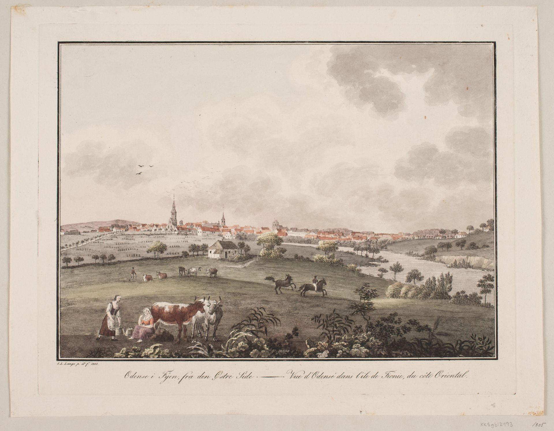 Odense på Fyn, fra den østlige side by Søren L. Lange