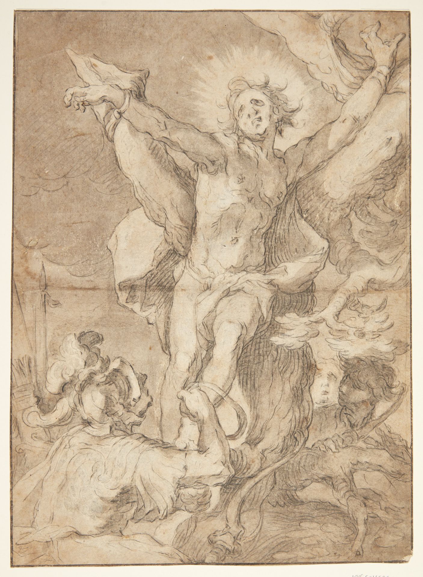 Sankt Sebastian bindes til et træ af en romersk soldat by Abraham Bloemaert