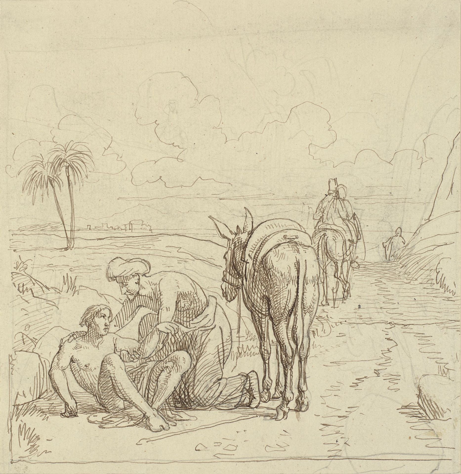 Den barmhjertige samaritan finder den sårede by Wilhelm Marstrand
