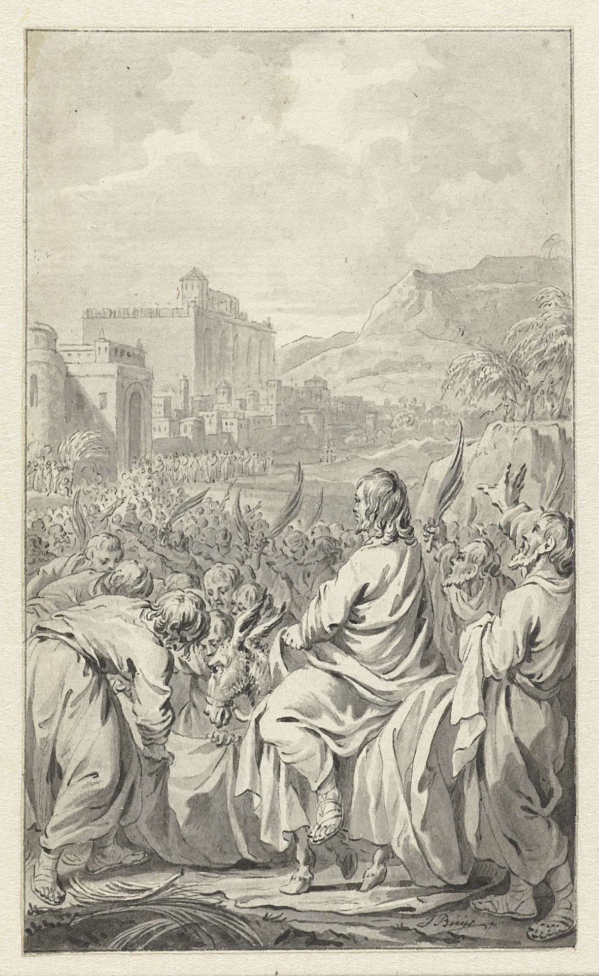 De intocht in Jerusalem by Jacobus Buys