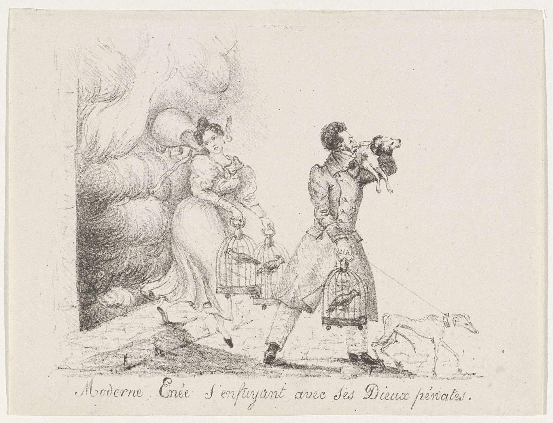 Spotprent op de vlucht van Eugène, prins van Ligne, 1834 by Anonymous