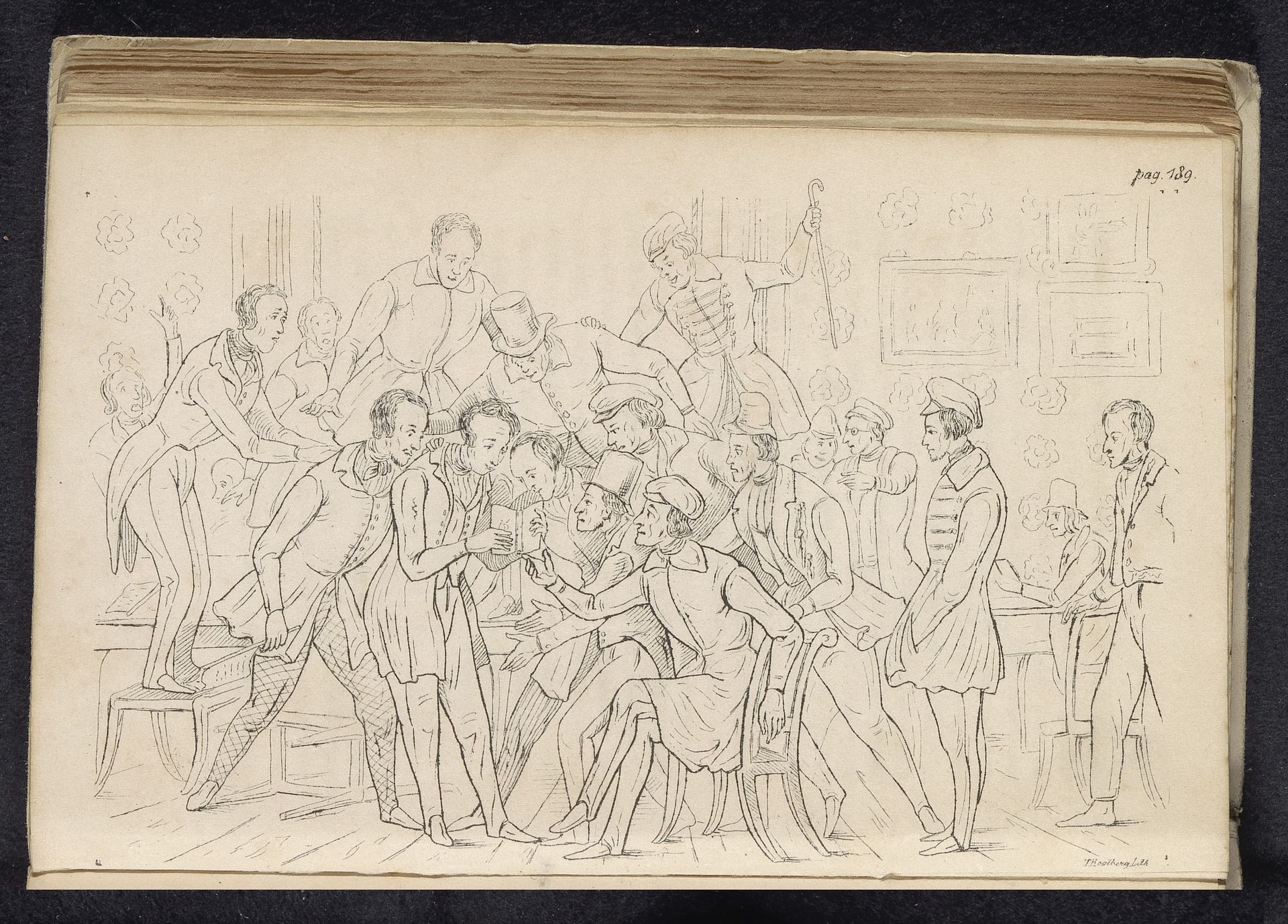 Ontvangst van de almanak op de sociëteit, 1841 by Alexander Ver Huell