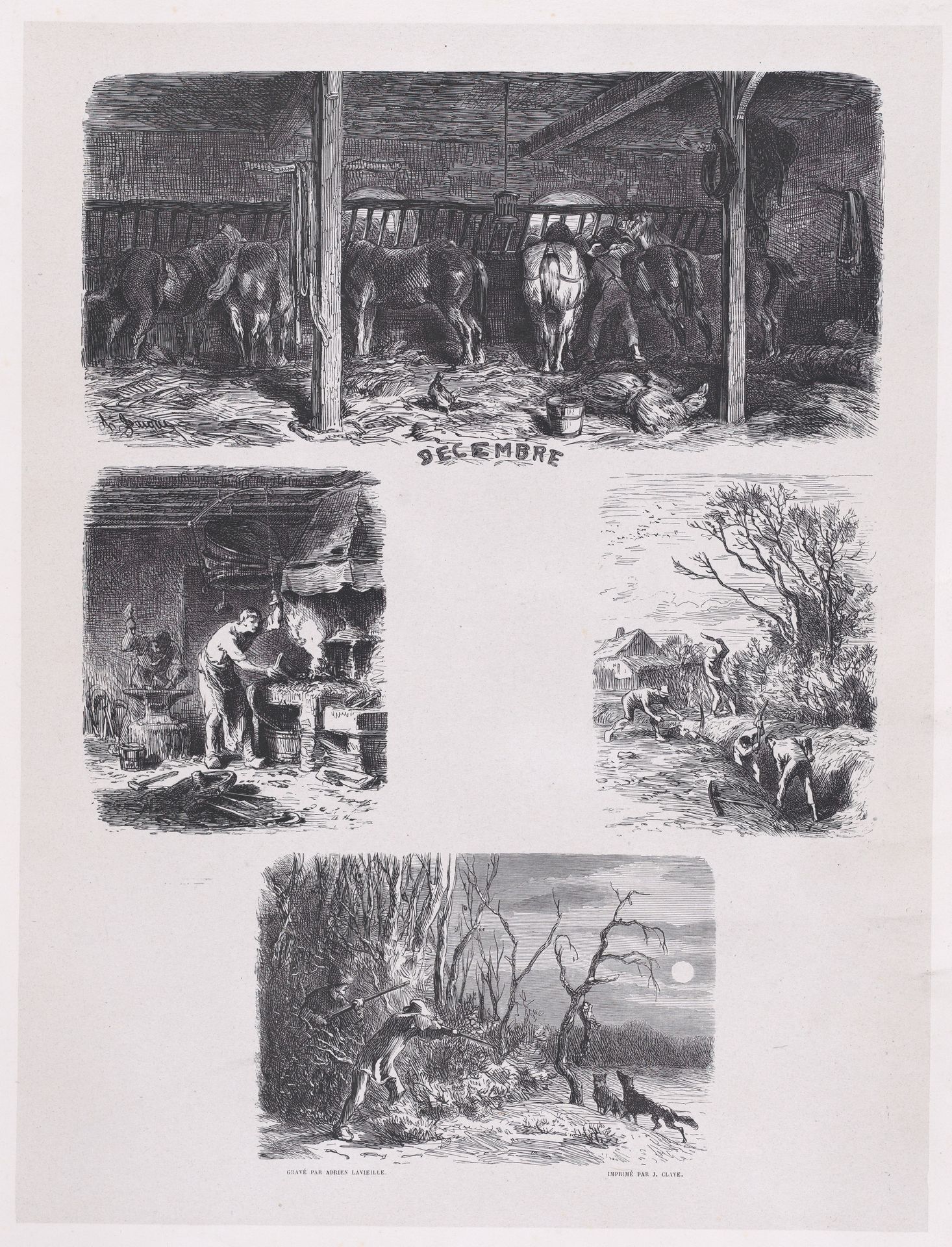 December, from "Album of Rustic Subjects" by Charles Jacque