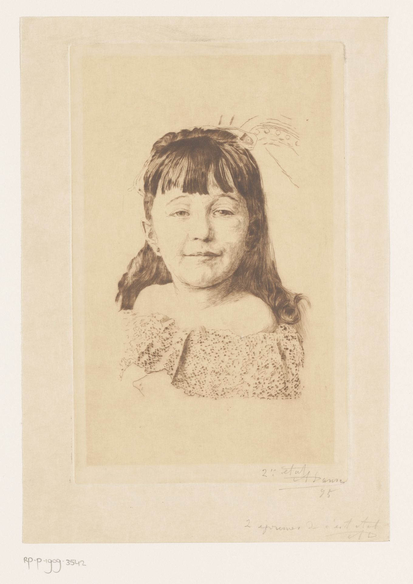 Portret van een onbekend meisje by Auguste Danse